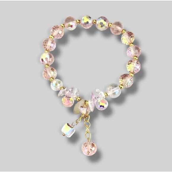 Pink Swarovski Beaded Charm Bracelet - Picture 7 of 12